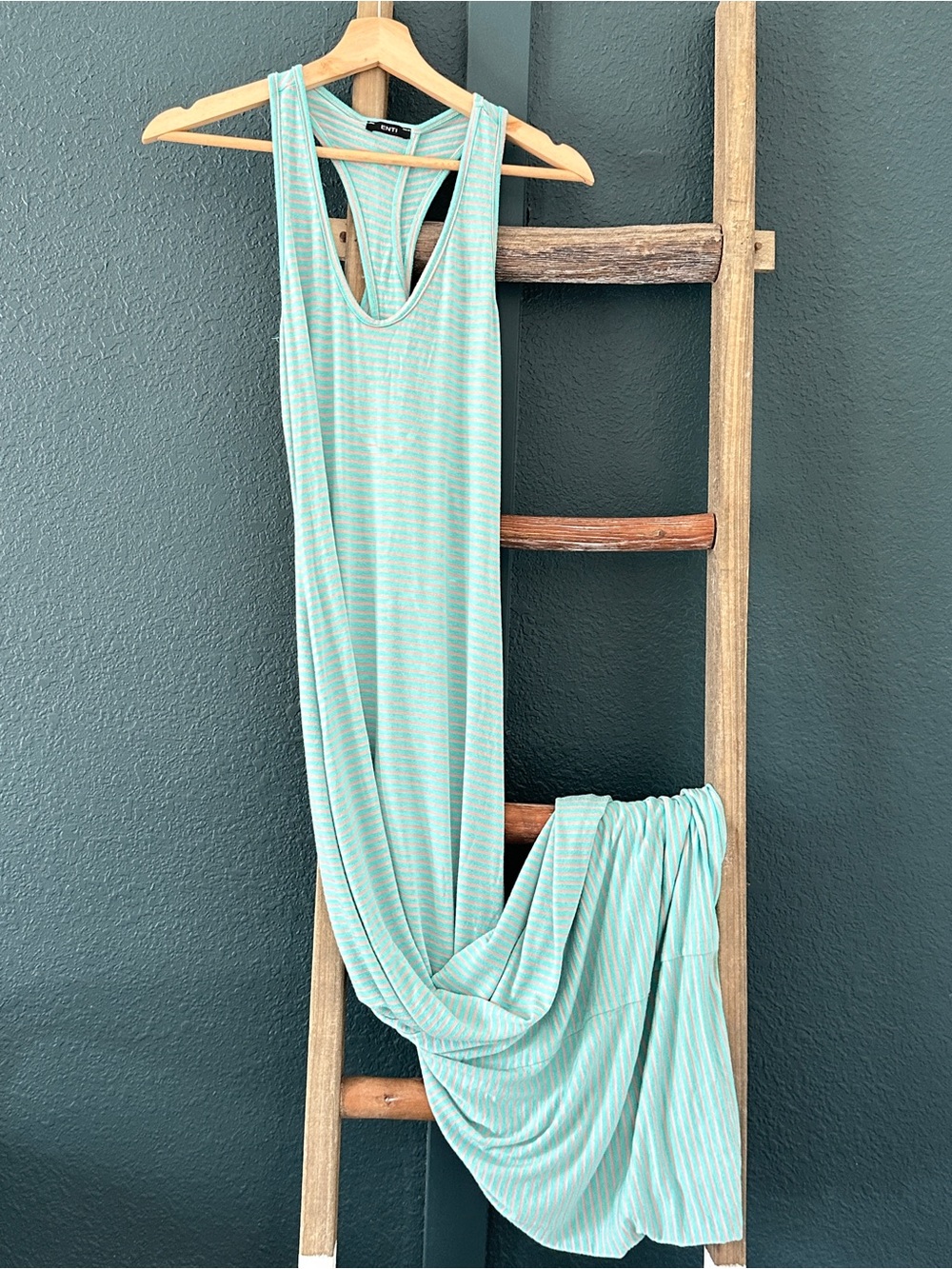 Racerback Sleeveless Striped Maxi Dress Stretchy Rayon Women’s Small